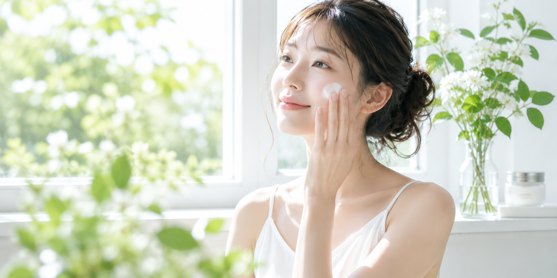 春の日差しと女性