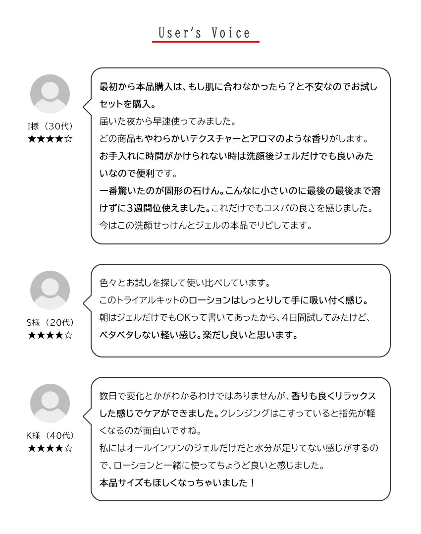 マニールトライアルキットお客様の声3名レビュー
