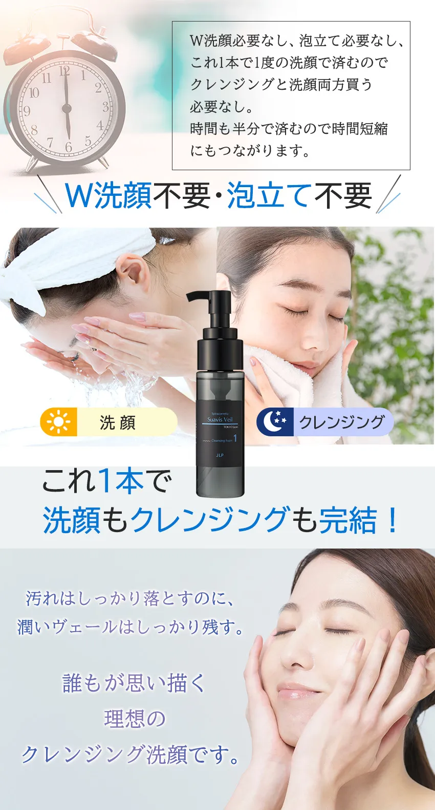 スアビスヴェールクレンジングフォーム150mL W洗顔不要・泡立て不要訴求